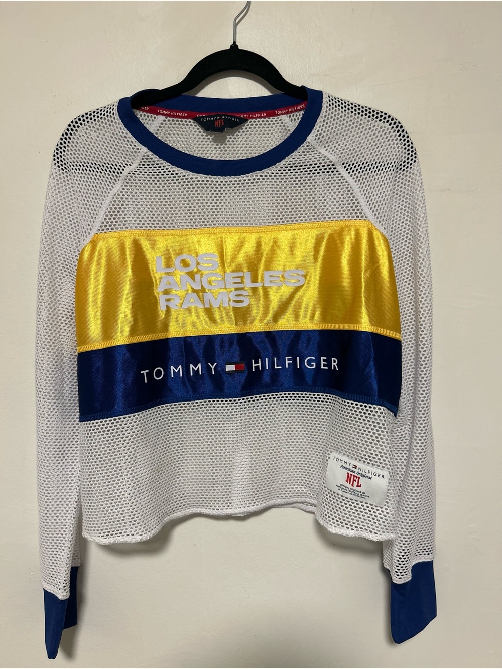 Women’s Tommy Hilfiger Los Angeles Rams White Mesh Pullover